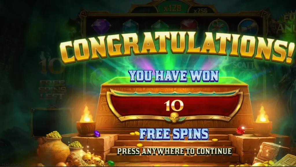 Interface do slot Fury of Anubis com símbolos egípcios sombrios